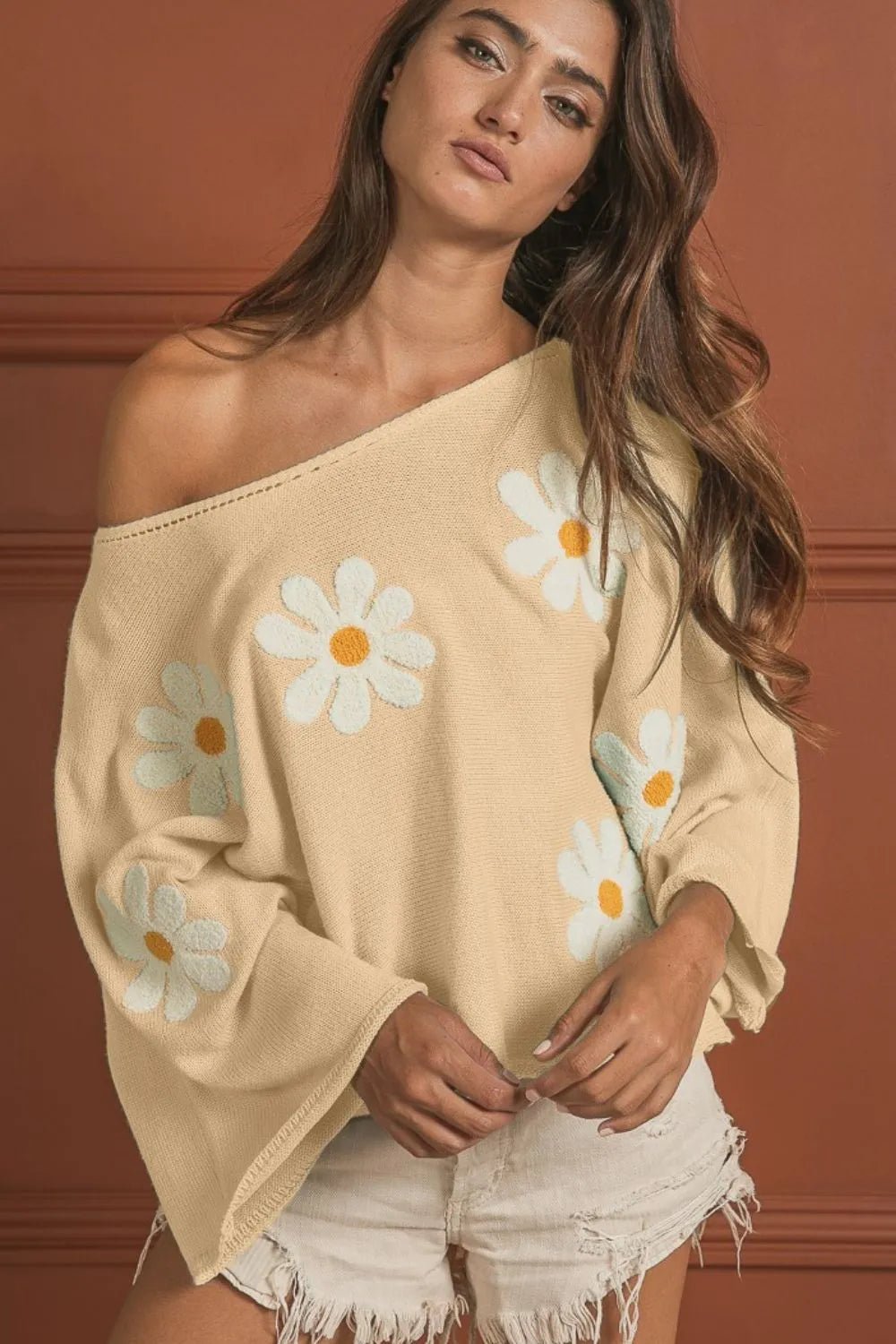 BiBi Flower Embroidery Loose Fit Knit Top - Bela Fils BoutiqueBela Fils Boutique