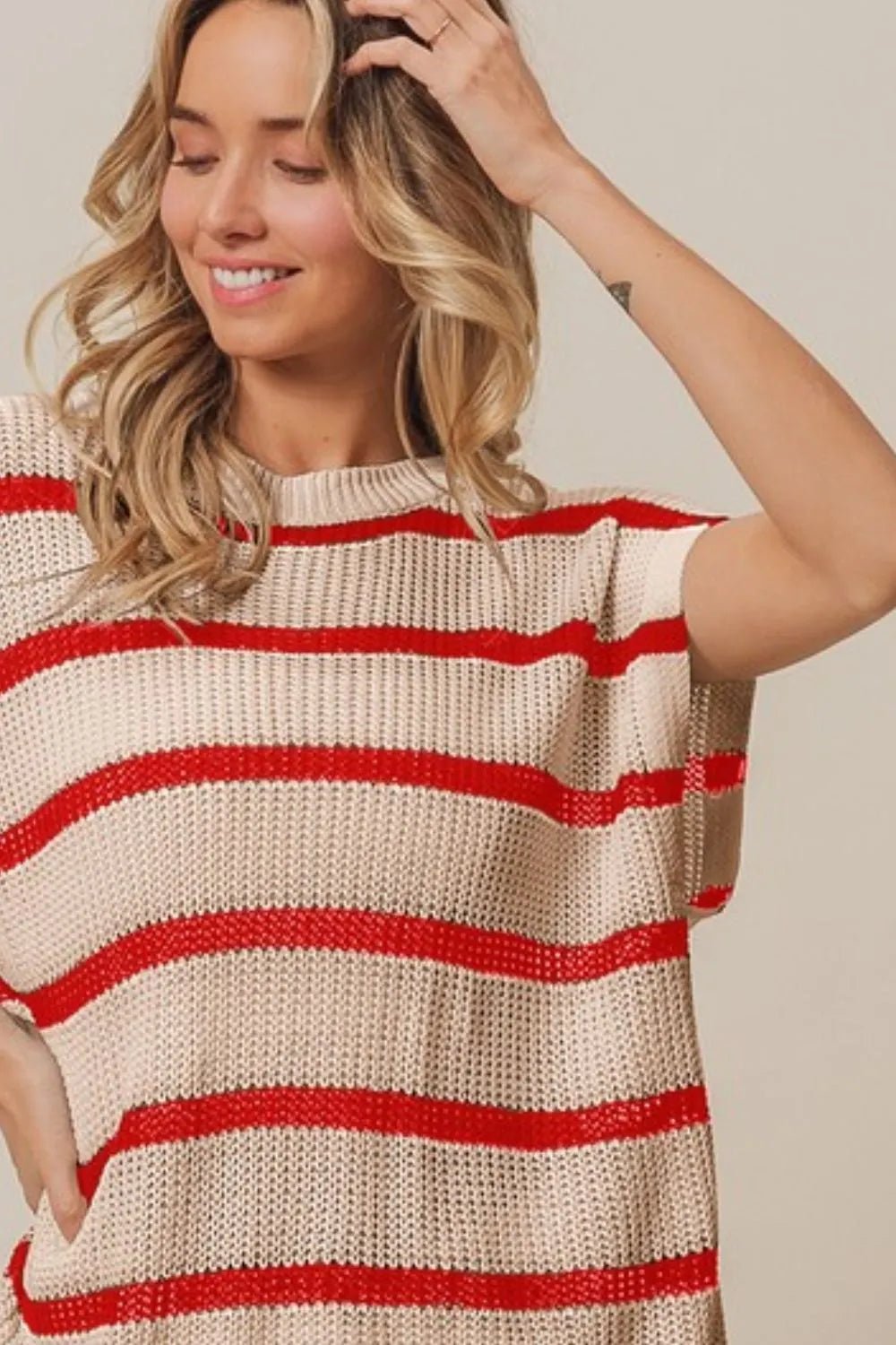 BiBi Fourth Of July Stripe Drop Shoulder Sweater - Bela Fils BoutiqueBela Fils Boutique