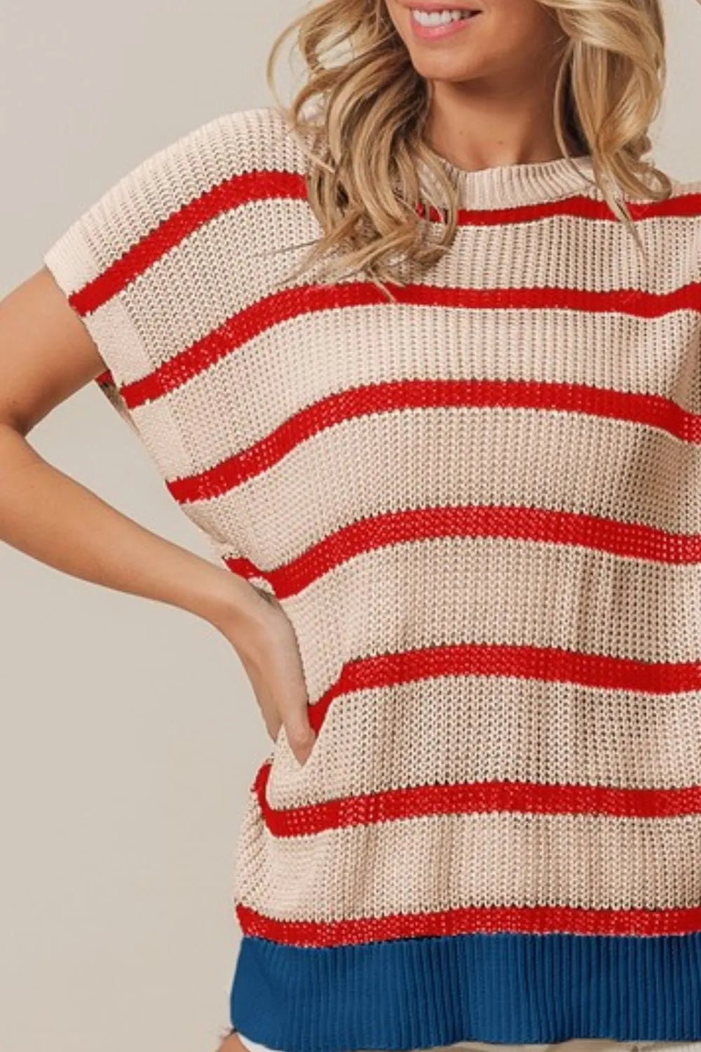 BiBi Fourth Of July Stripe Drop Shoulder Sweater - Bela Fils BoutiqueBela Fils Boutique
