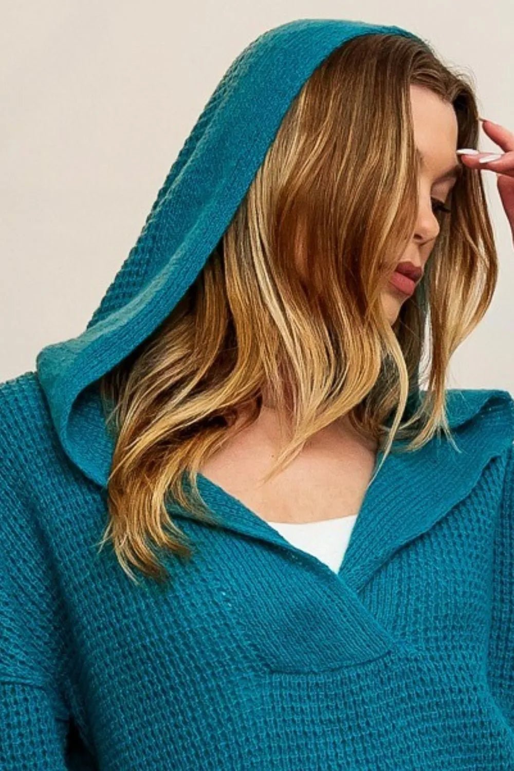 BiBi Raw Edge Detail V - Neck Sweater Hoodie - Bela Fils BoutiqueBela Fils Boutique