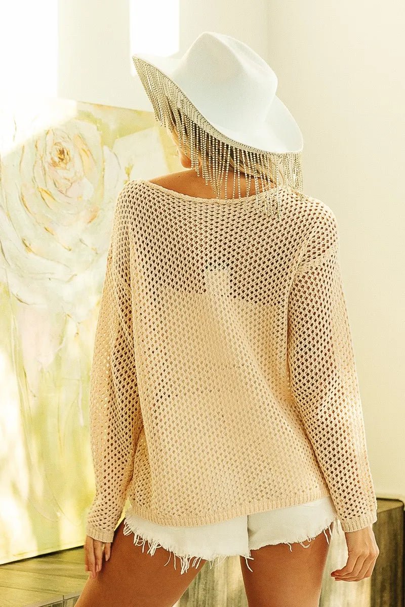 BiBi Sequin American Flag Patch Open Knit Cover Up - Bela Fils BoutiqueBela Fils Boutique