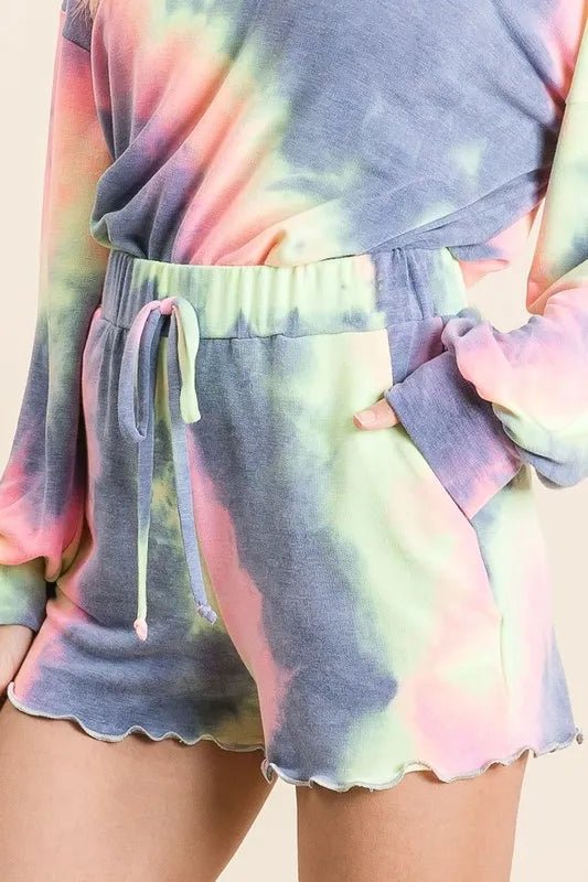 BiBi Tie Dye French Terry Shorts and Curly Edge - Bela Fils BoutiqueBela Fils Boutique
