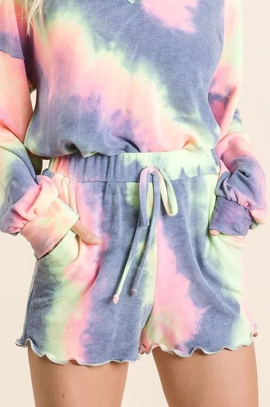 BiBi Tie Dye French Terry Shorts and Curly Edge - Bela Fils BoutiqueBela Fils Boutique