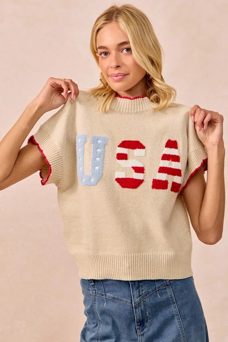 BiBi USA Patchwork Sweater Vest Top With Contrast Detail - Bela Fils BoutiqueBela Fils Boutique