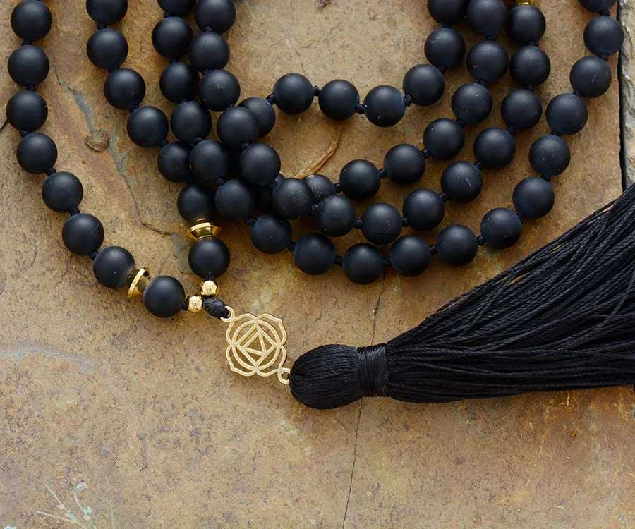 Black Onyx 7 Chakra Mala Necklace 108 Beads - Bela Fils BoutiqueNecklacesBela Fils Boutique