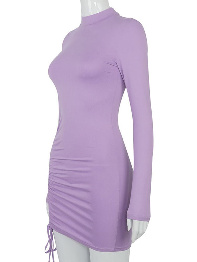 Black Turtleneck Ruched Bodycon Mini Dress for Women - Bela Fils BoutiqueBela Fils Boutique