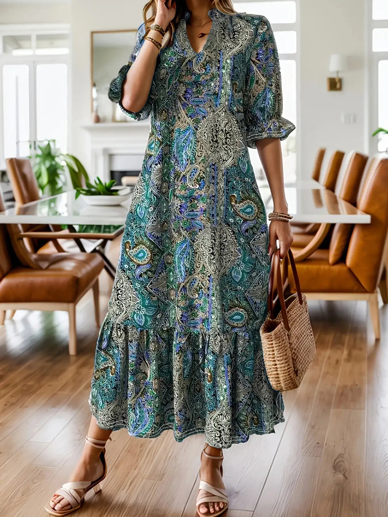 Bohemian Midi Dress for Curvy Women - Bela Fils BoutiqueBela Fils Boutique