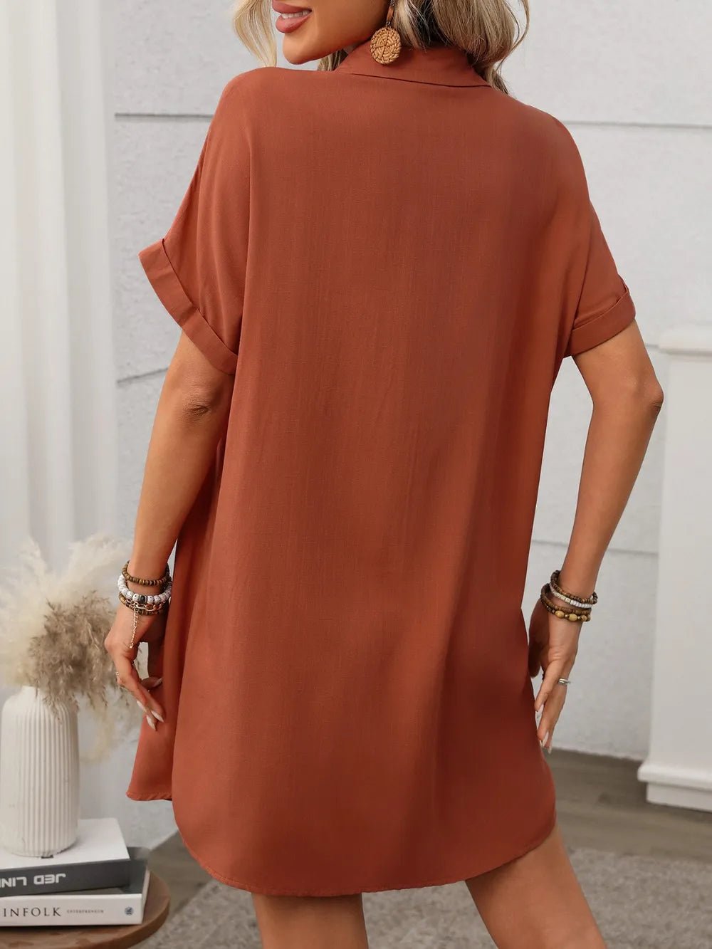 Button Down Short Sleeve Mini Dress - Bela Fils BoutiqueBela Fils Boutique