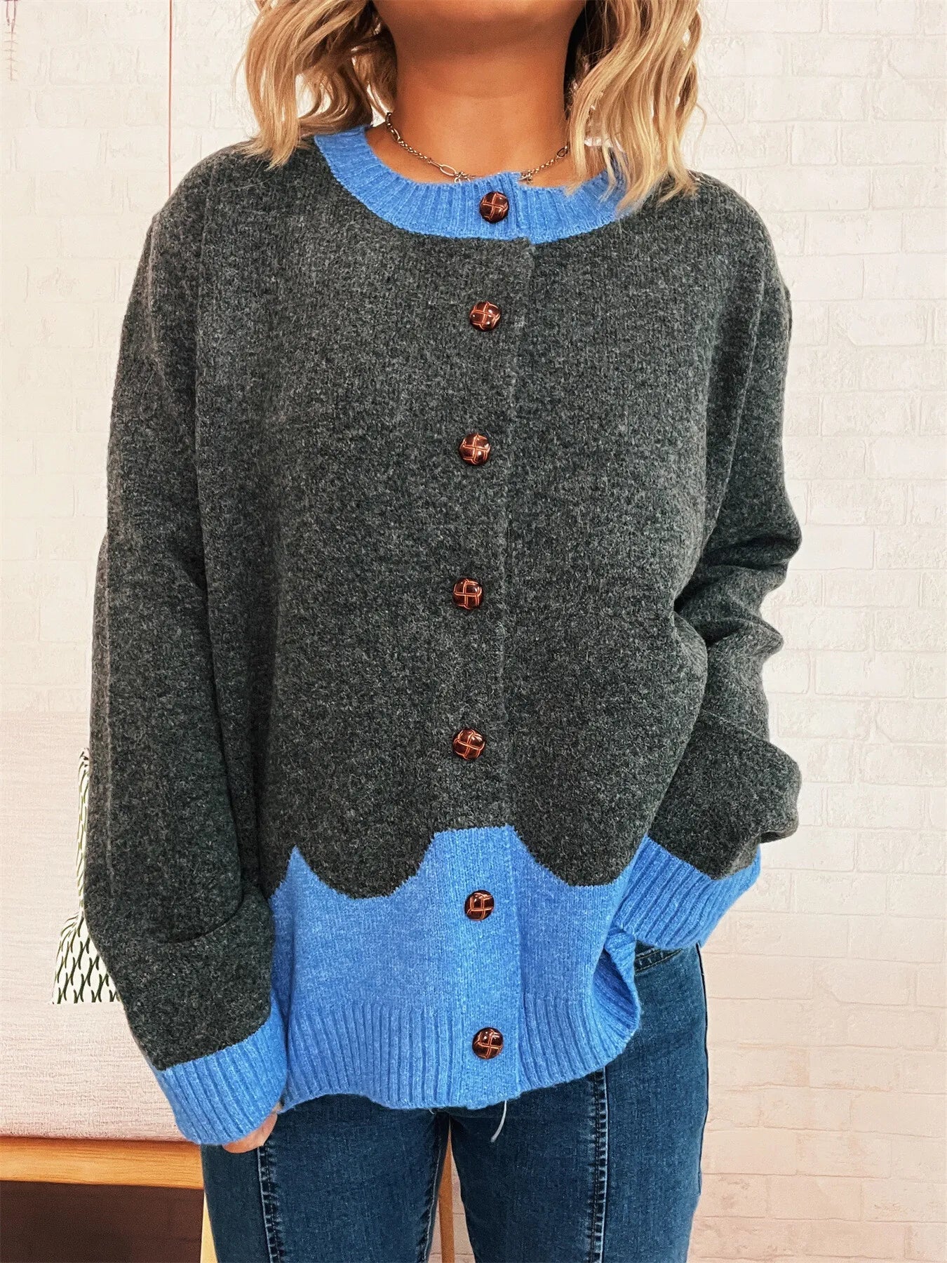 Button - Front Contrast Trim Cardigan - Bela Fils BoutiqueBela Fils Boutique