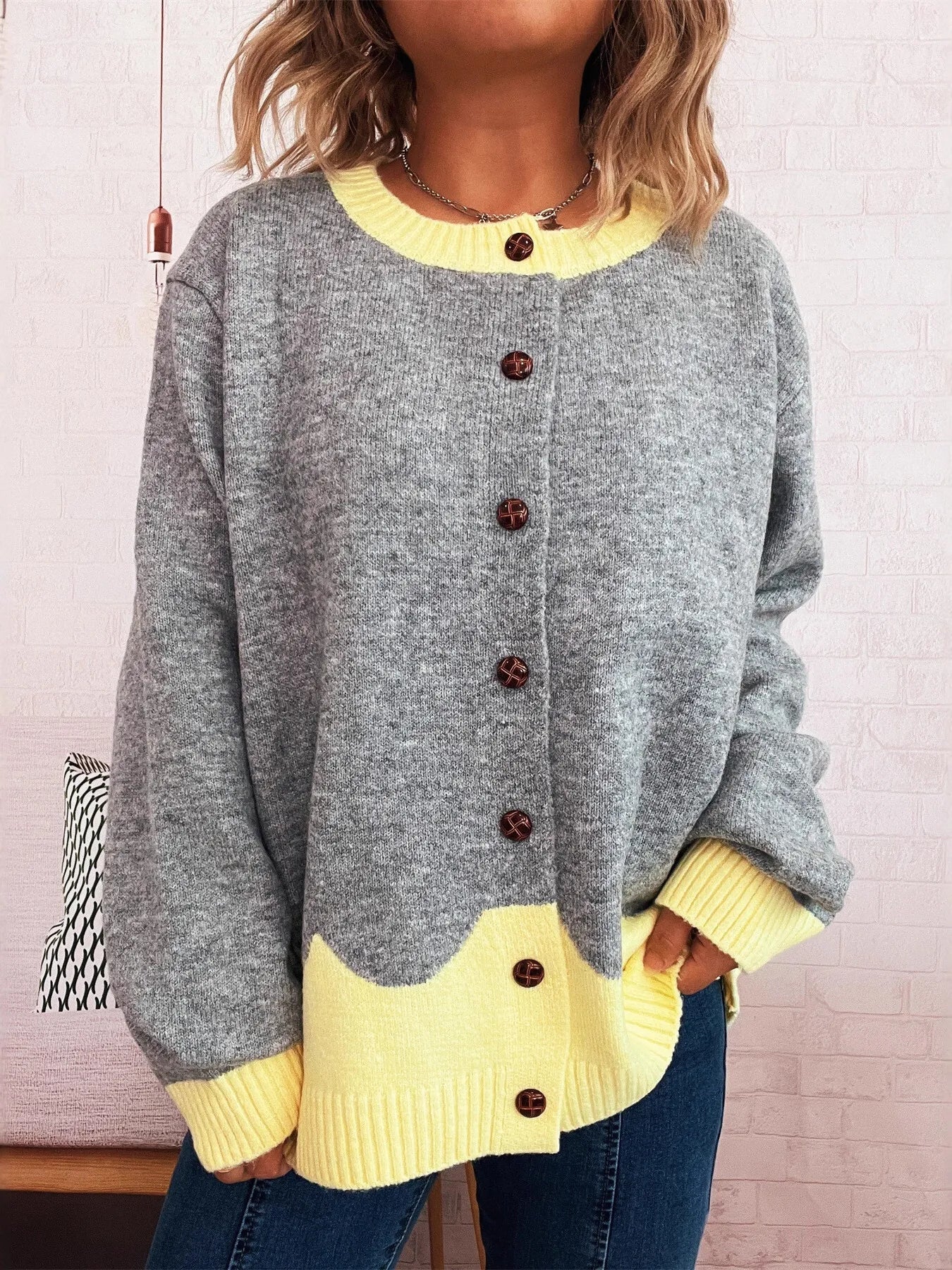 Button - Front Contrast Trim Cardigan - Bela Fils BoutiqueBela Fils Boutique
