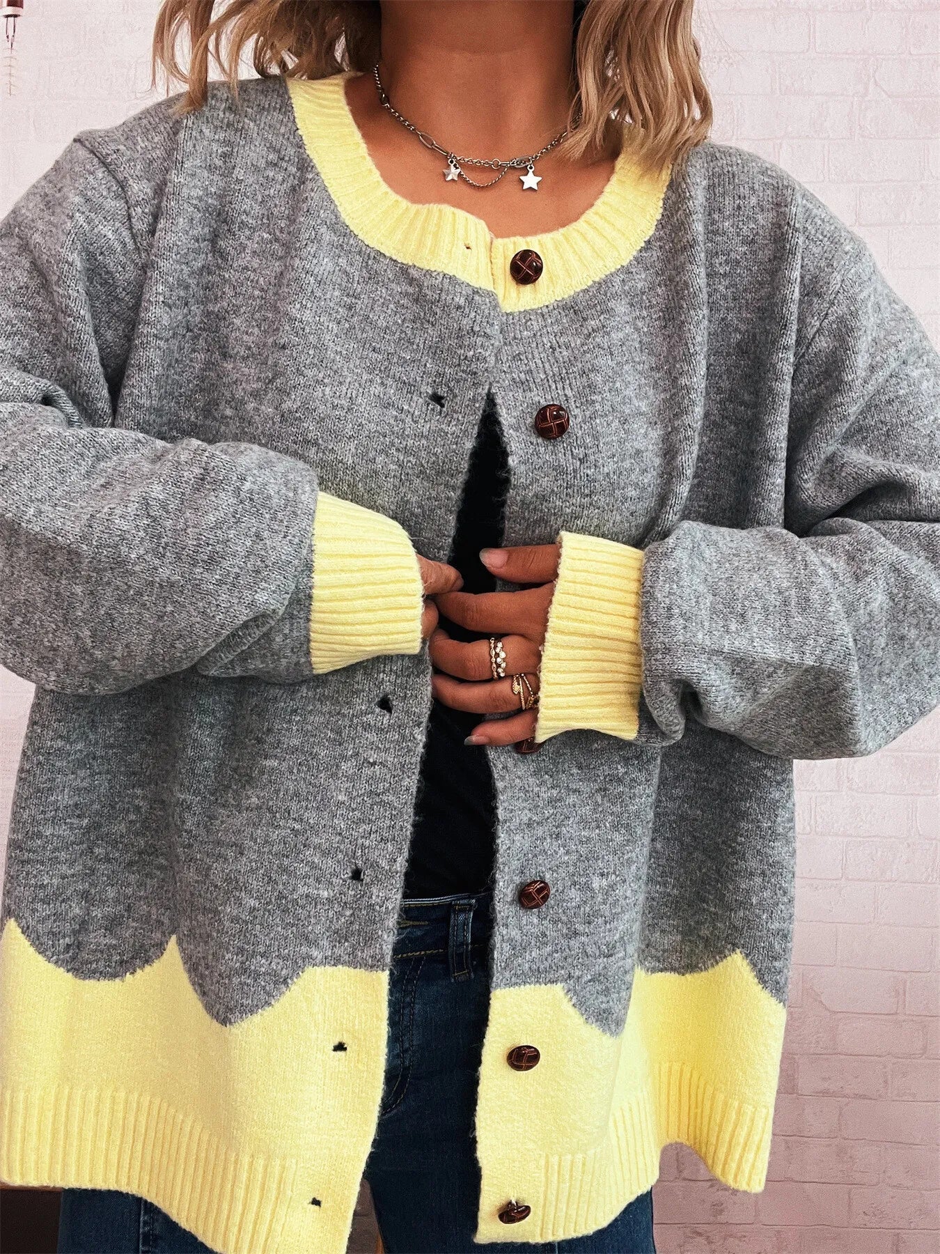 Button - Front Contrast Trim Cardigan - Bela Fils BoutiqueBela Fils Boutique