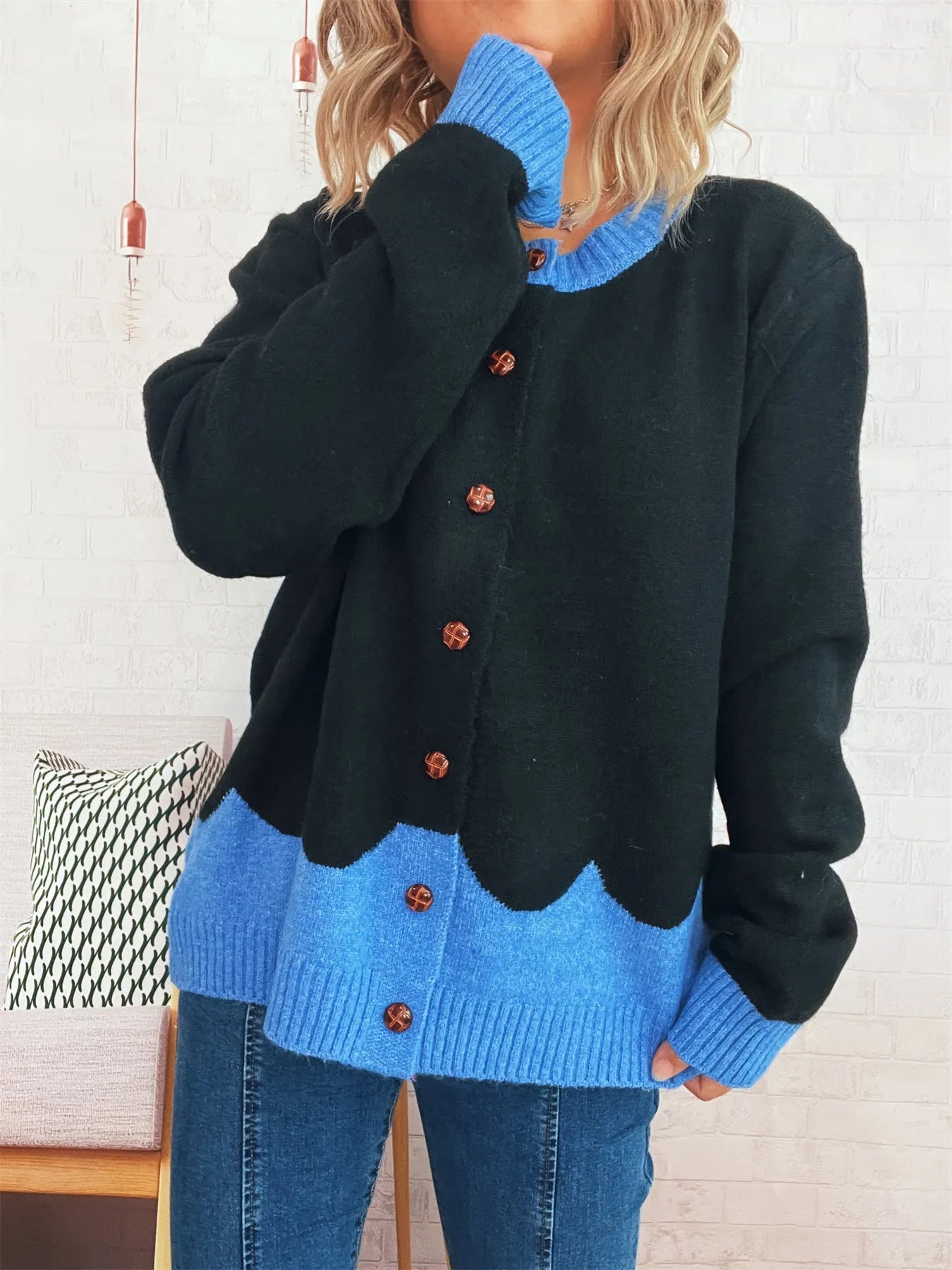 Button - Front Contrast Trim Cardigan - Bela Fils BoutiqueBela Fils Boutique