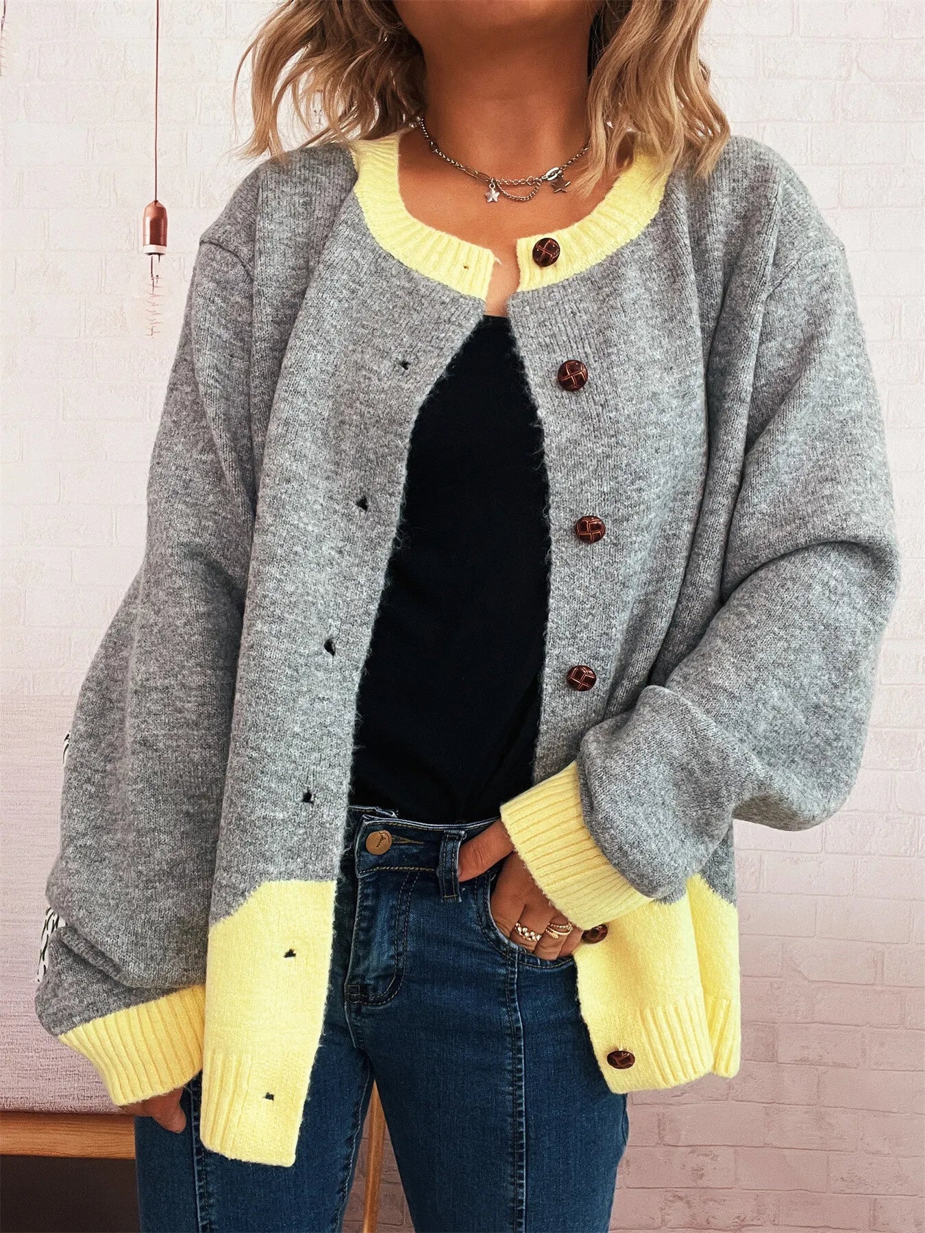 Button - Front Contrast Trim Cardigan - Bela Fils BoutiqueBela Fils Boutique