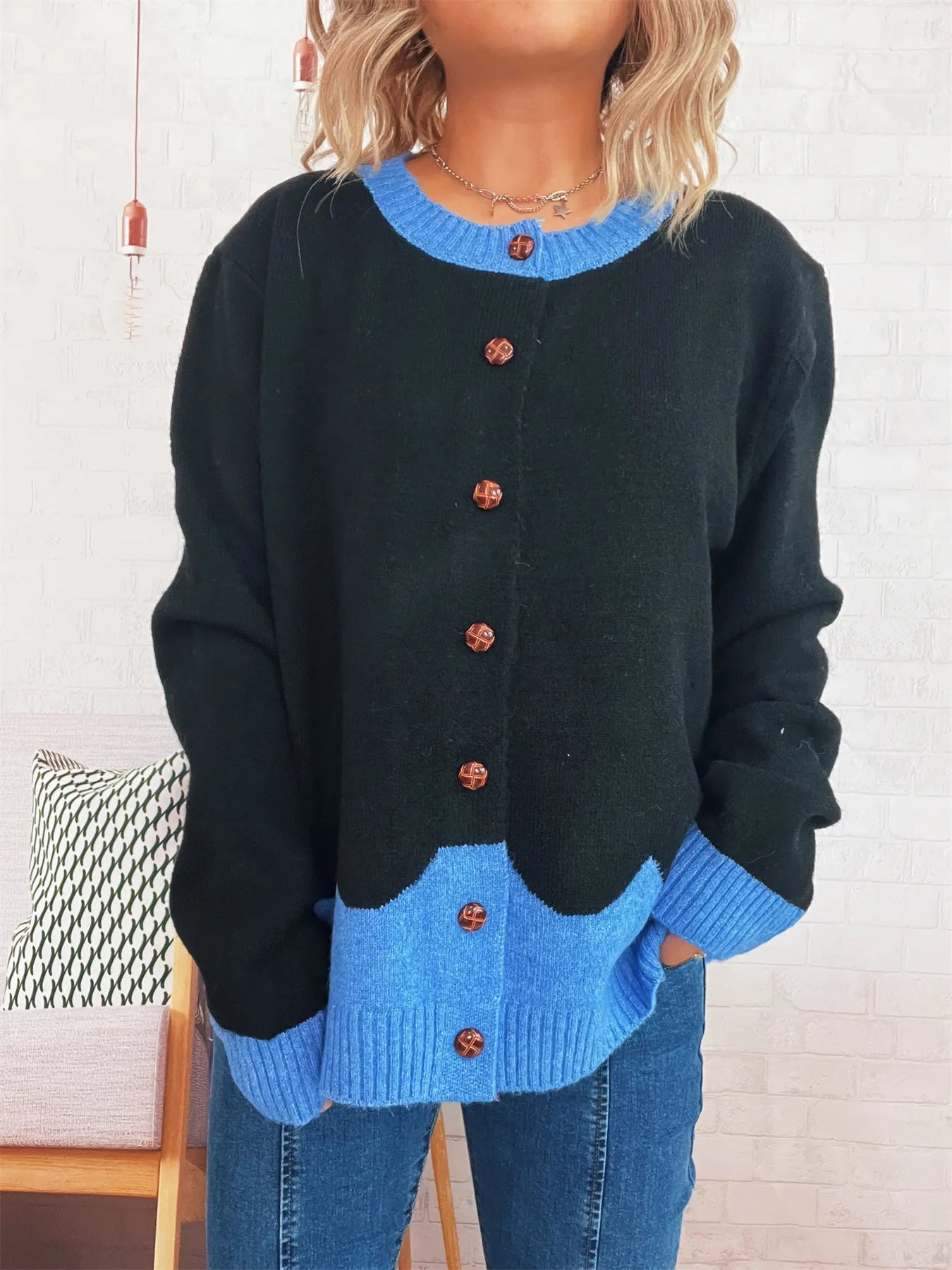 Button - Front Contrast Trim Cardigan - Bela Fils BoutiqueBela Fils Boutique