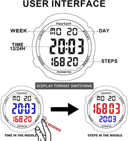 Waterproof Pedometer Watch No APP with Light, Digital Display Step Counter Watch for Calories Seconds Alarm Steps, Fitness Tracker Watch for Men Women