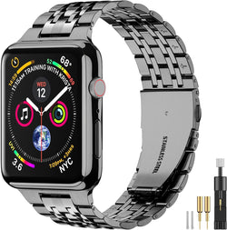 Metal Band Compatible with Apple Watch Band 42Mm 44Mm 45Mm, Solid Stainless Steel Replacement Strap Wristbands for Iwatch Apple Watch Series 9 8 7 6 5 4 3 2 1 SE Woman Men Space Grey