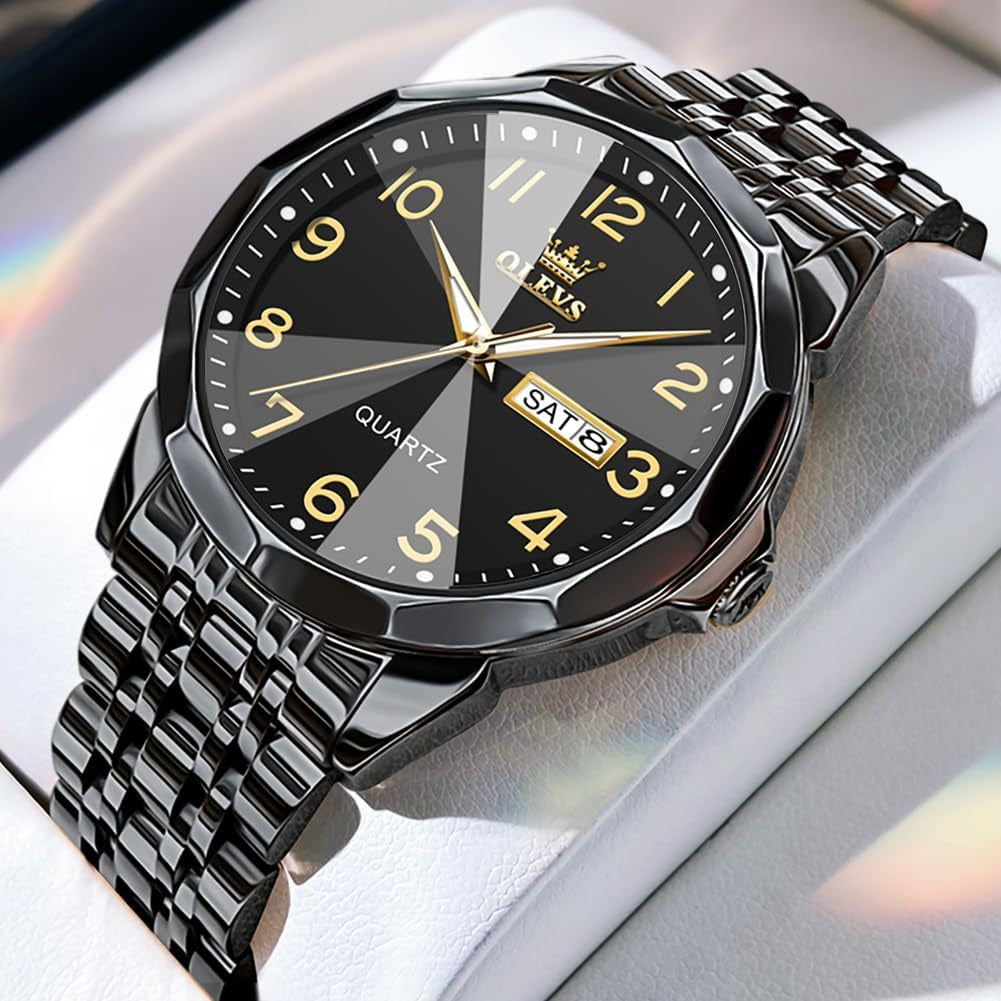 Watch for Men Simple Business Dress Analog Stainless Steel Waterproof Luminous Date Easy Read Men Wrsit Watch