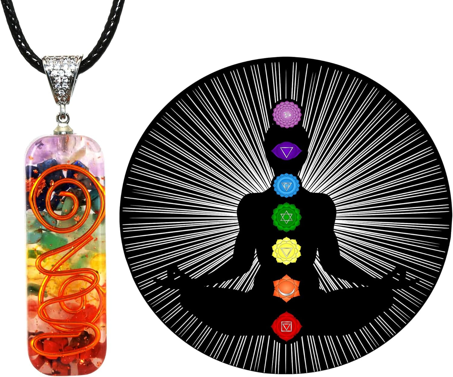 7 Chakra Necklace Bracelet Orgone Energy Protection and Spiritual Healing Pendant Necklaces Bracelets Set for Women Men