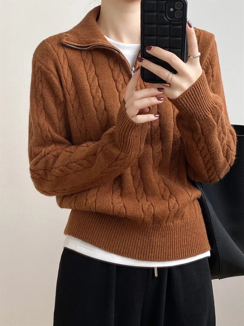 Cable - Knit Half Zip Long Sleeve Sweater - Bela Fils BoutiqueBela Fils Boutique