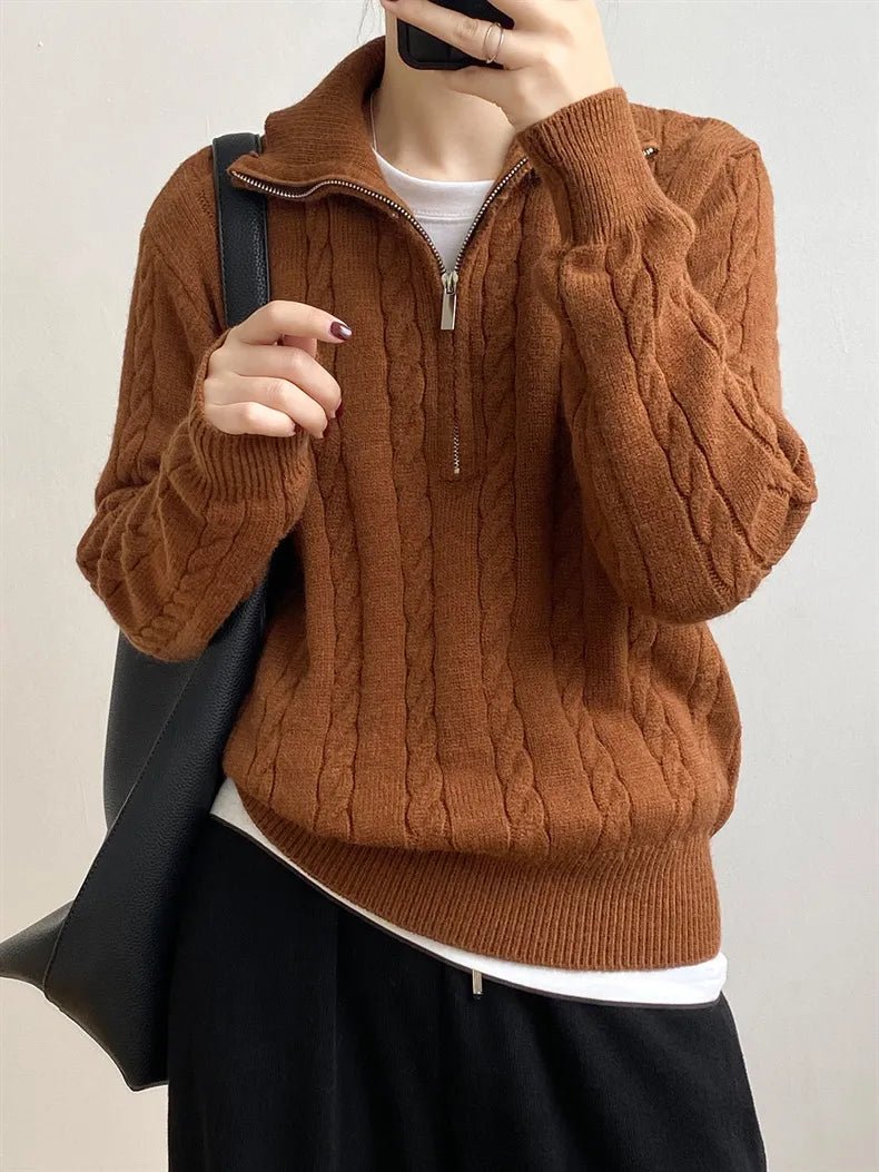 Cable - Knit Half Zip Long Sleeve Sweater - Bela Fils BoutiqueBela Fils Boutique