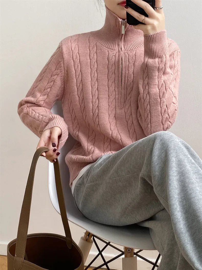 Cable - Knit Half Zip Long Sleeve Sweater - Bela Fils BoutiqueBela Fils Boutique