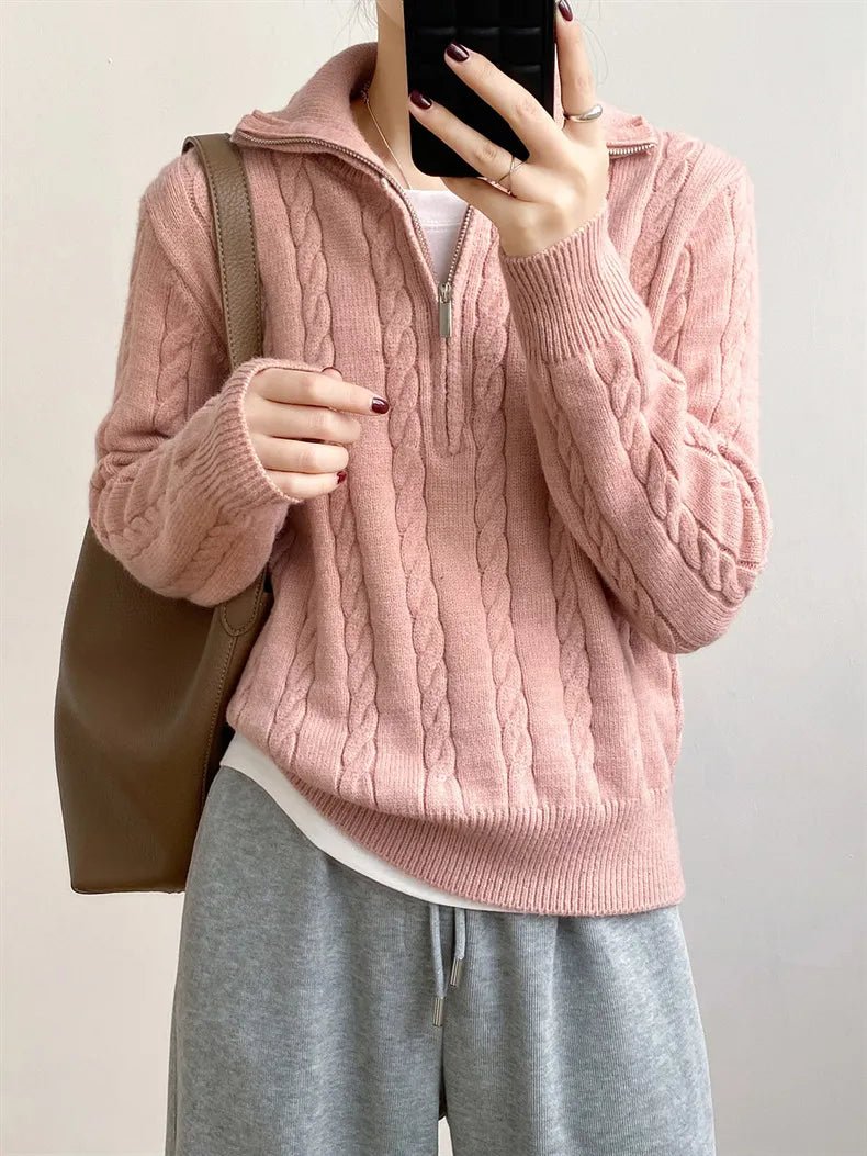 Cable - Knit Half Zip Long Sleeve Sweater - Bela Fils BoutiqueBela Fils Boutique