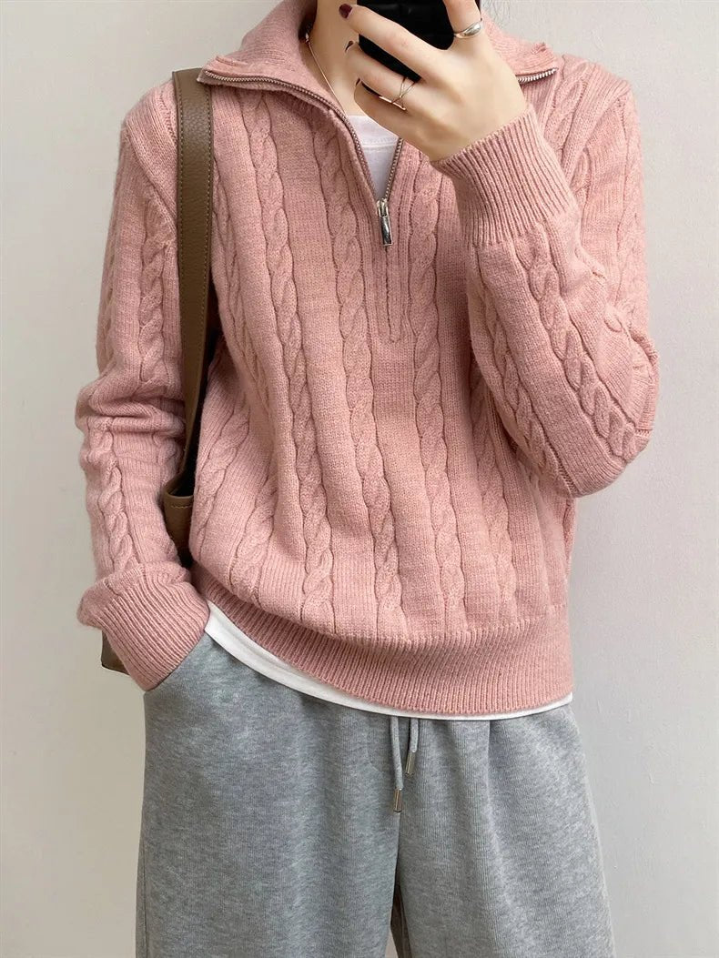 Cable - Knit Half Zip Long Sleeve Sweater - Bela Fils BoutiqueBela Fils Boutique