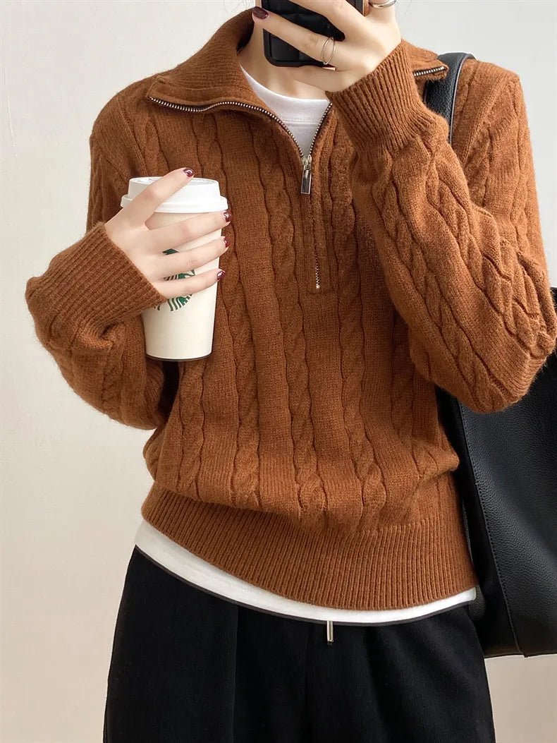 Cable - Knit Half Zip Long Sleeve Sweater - Bela Fils BoutiqueBela Fils Boutique