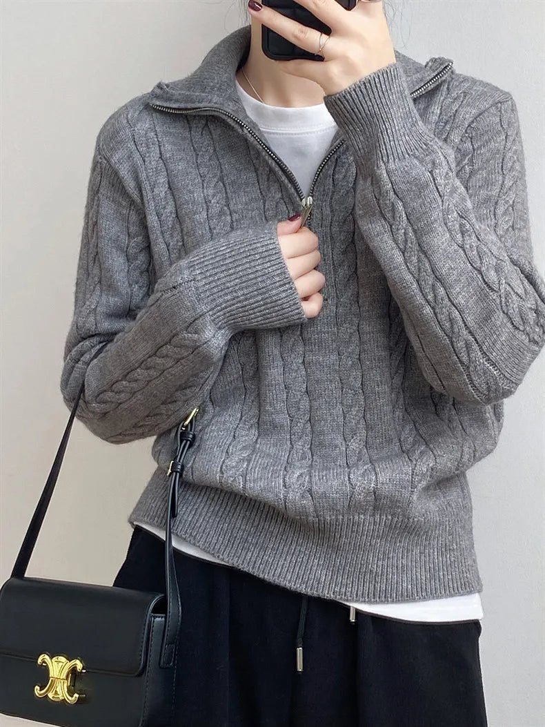 Cable - Knit Half Zip Long Sleeve Sweater - Bela Fils BoutiqueBela Fils Boutique