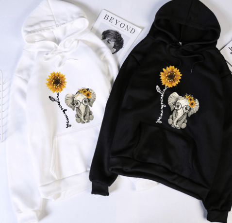 Casual Printed Hooded Long Sleeve Sweatshirt for Women - Bela Fils BoutiqueBela Fils Boutique