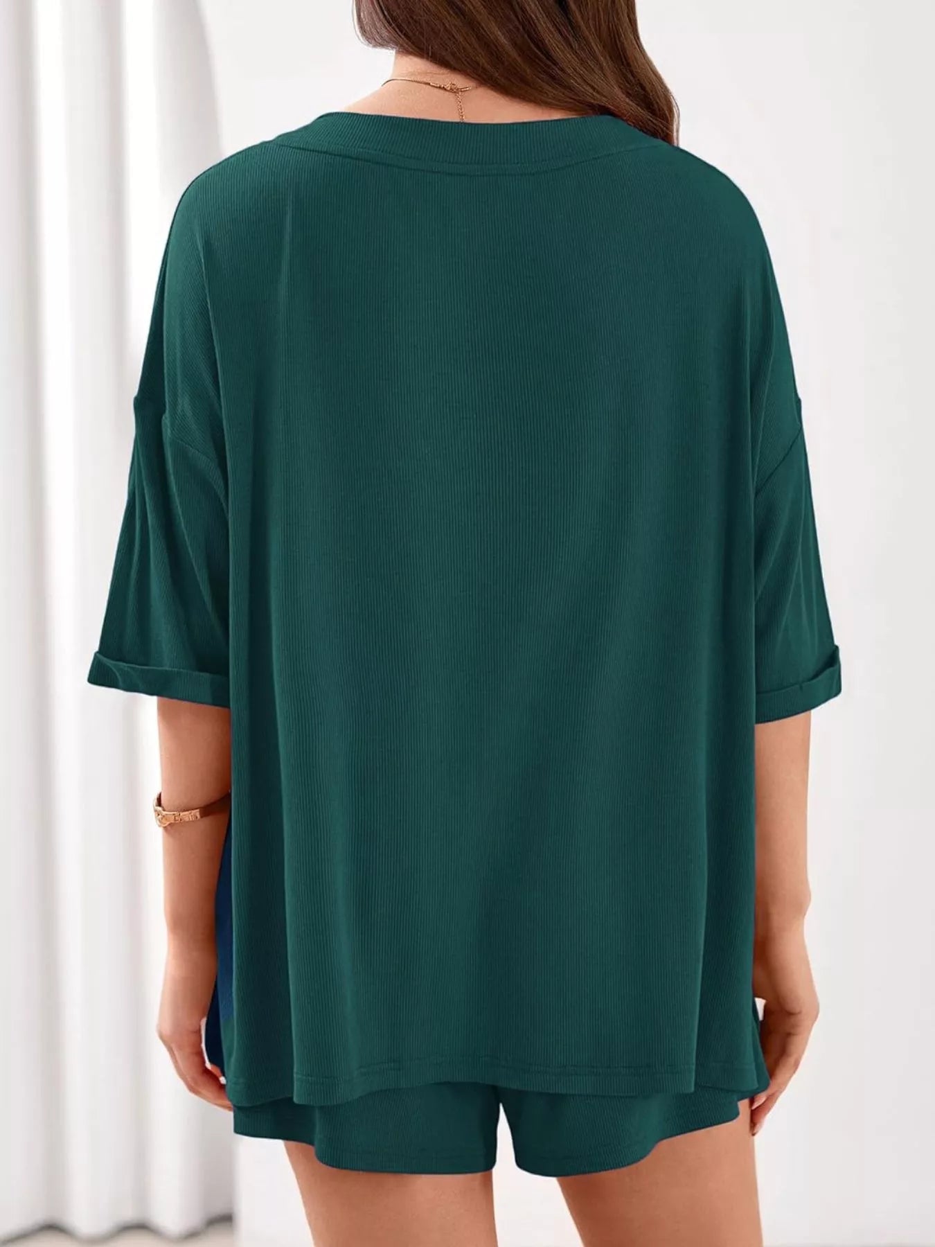 Casual Solid Color V - Neck Top & Shorts Set - Bela Fils BoutiqueBela Fils Boutique