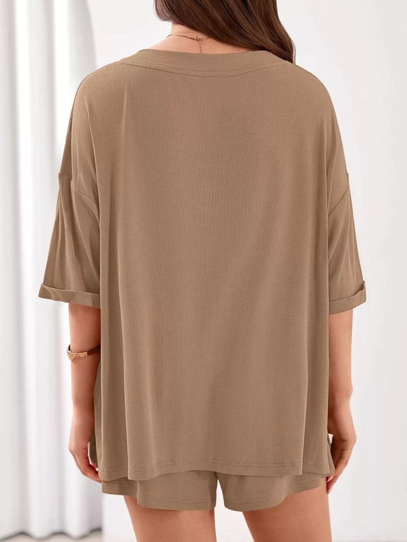 Casual Solid Color V - Neck Top & Shorts Set - Bela Fils BoutiqueBela Fils Boutique