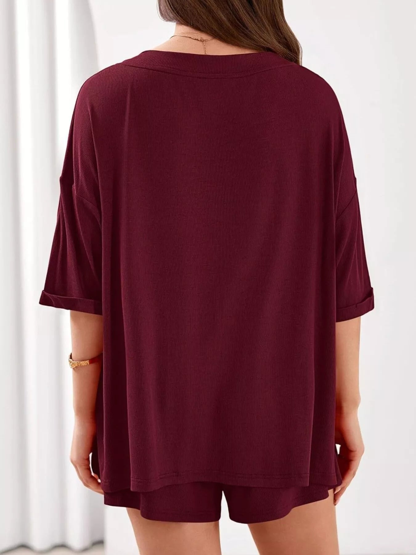 Casual Solid Color V - Neck Top & Shorts Set - Bela Fils BoutiqueBela Fils Boutique