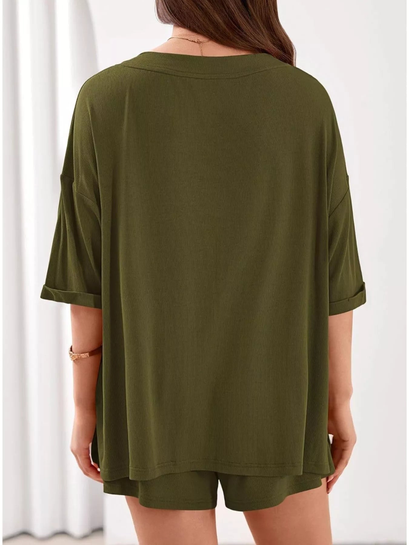 Casual Solid Color V - Neck Top & Shorts Set - Bela Fils BoutiqueBela Fils Boutique