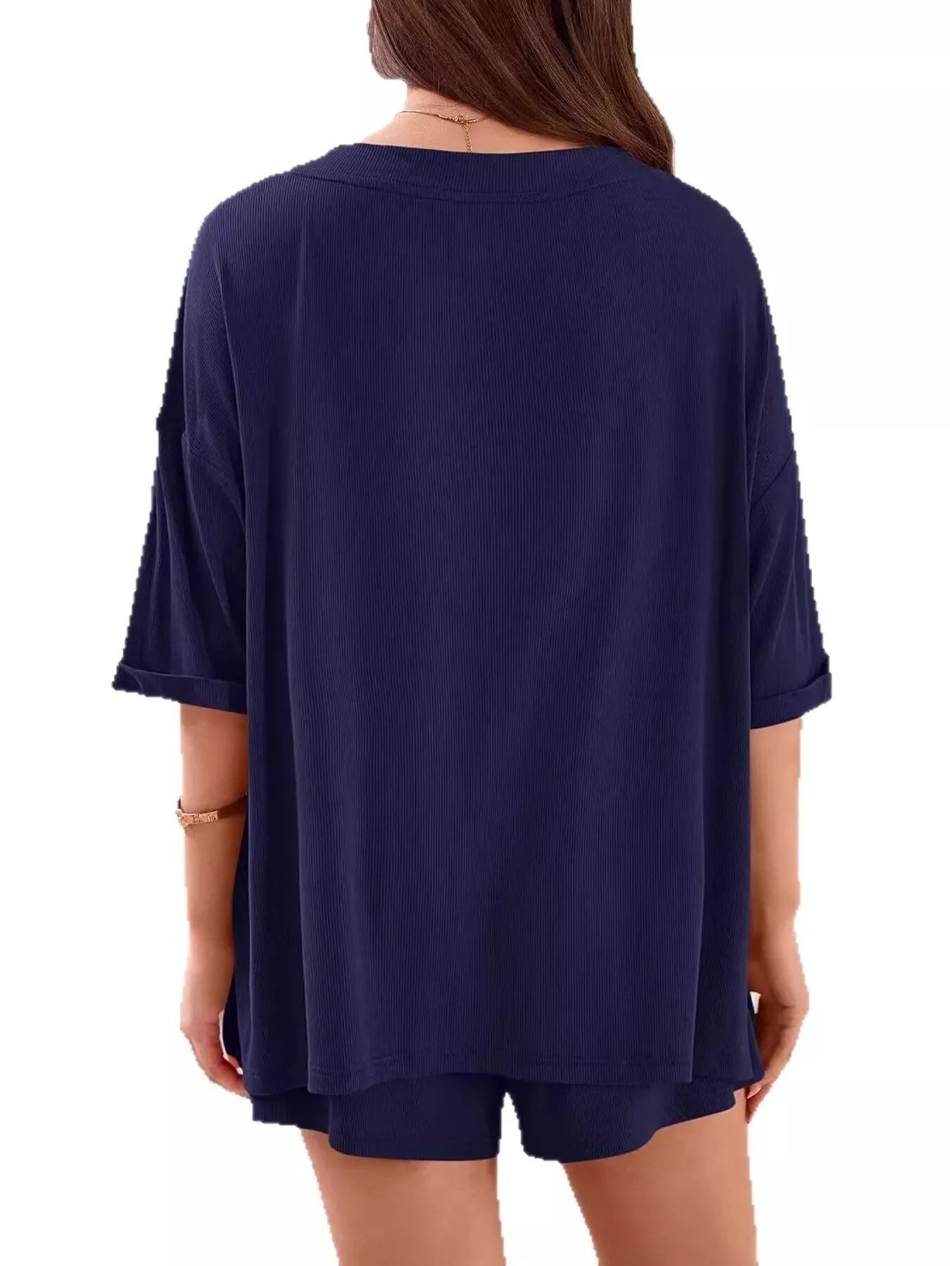 Casual Solid Color V - Neck Top & Shorts Set - Bela Fils BoutiqueBela Fils Boutique