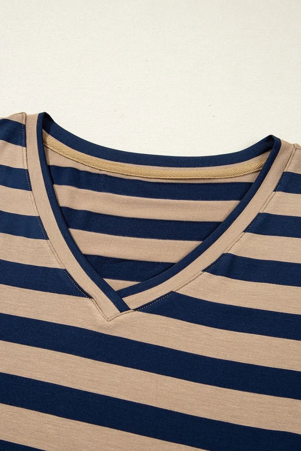 Casual Striped V - Neck Midi T-Shirt Dress - Bela Fils BoutiqueBela Fils Boutique
