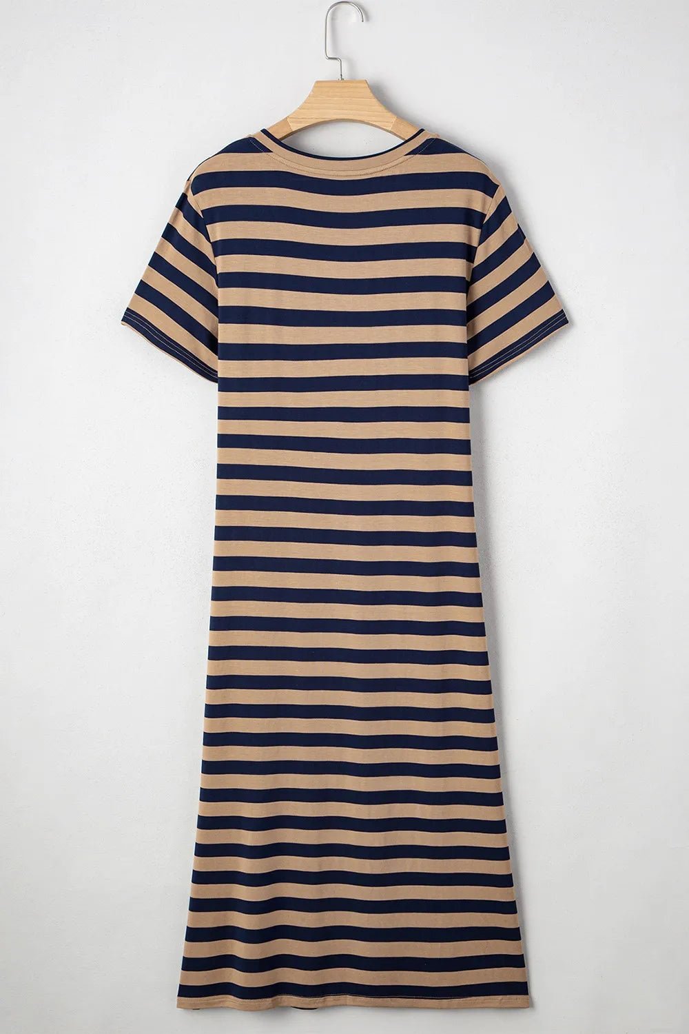 Casual Striped V - Neck Midi T-Shirt Dress - Bela Fils BoutiqueBela Fils Boutique