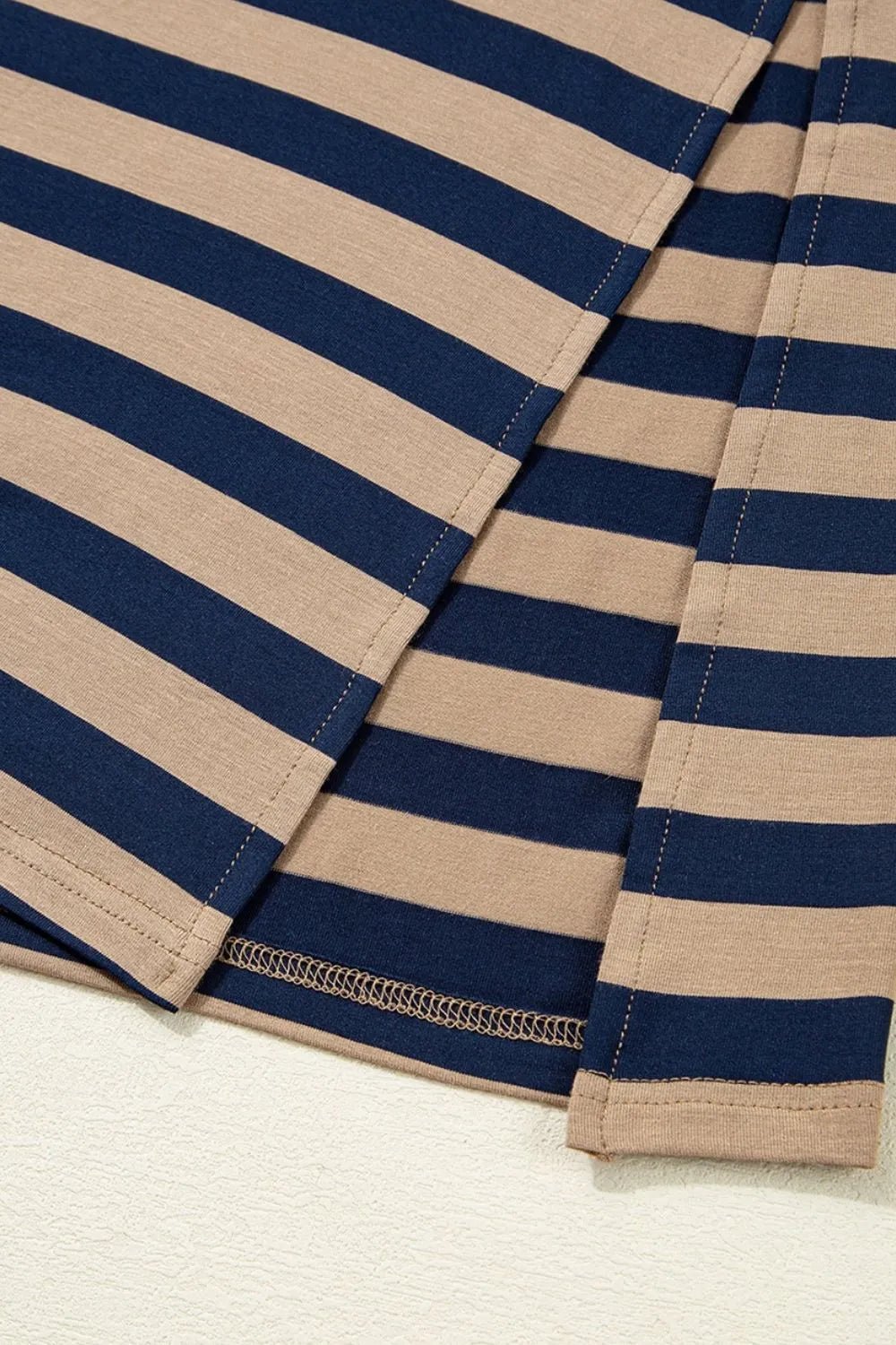 Casual Striped V - Neck Midi T-Shirt Dress - Bela Fils BoutiqueBela Fils Boutique