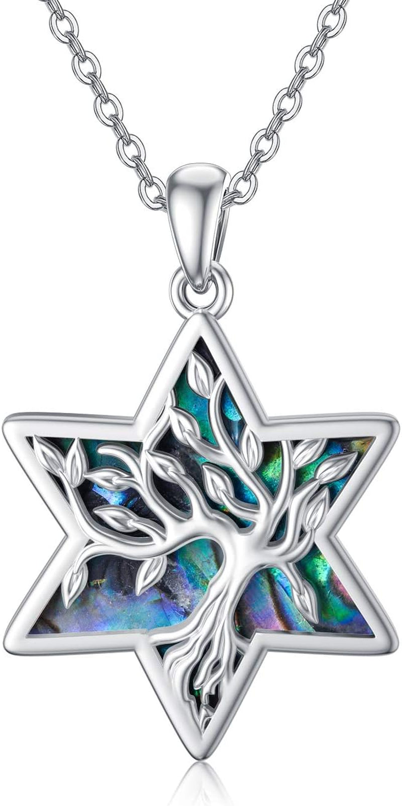 Tree of Life Necklace 925 Sterling Silver Abalone Shell Celtic Knot Pendant Necklace for Women Jewelry