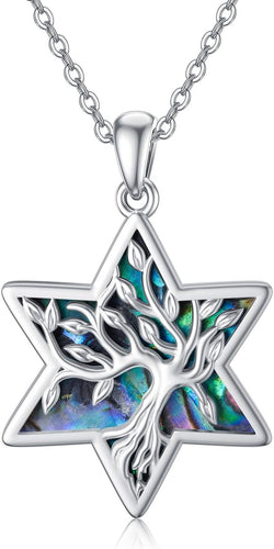 Tree of Life Necklace 925 Sterling Silver Abalone Shell Celtic Knot Pendant Necklace for Women Jewelry