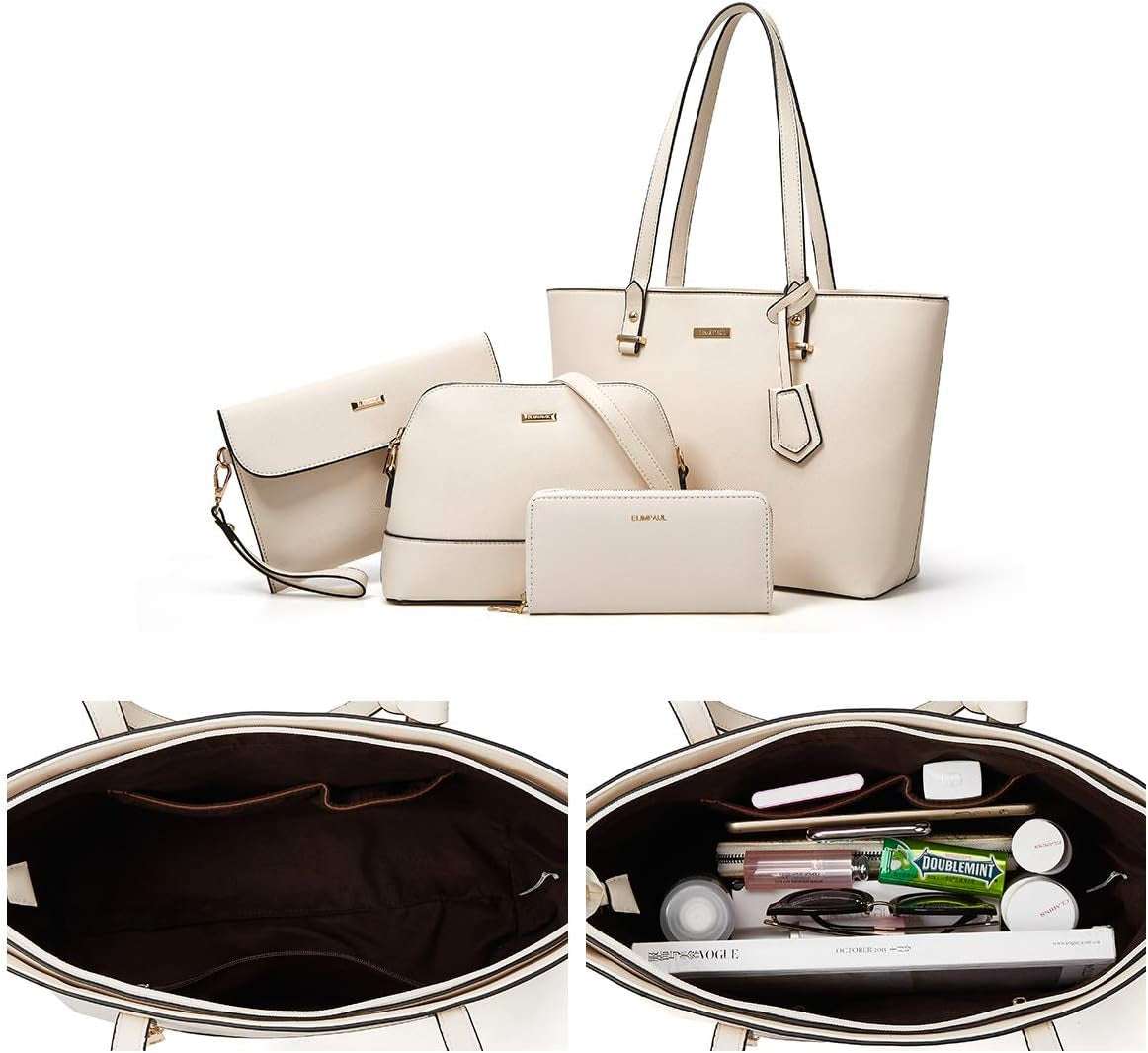 Women Fashion Handbags Wallet Tote Bag Shoulder Bag Top Handle Satchel Purse Set 4Pcs