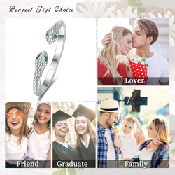 Snake Rings, 925 Sterling Silver Retro Double Snake Rings Opening Adjustable Rings Personality Snake Jewelry for Women Girlfriend Daughter Unisex with Gift Box