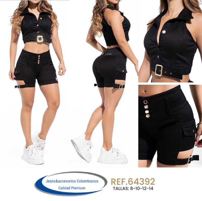 Colombian Short Set and Blouse with Eyelet and Rhinestones and Bags for Women - Clothing, Top - Bela Fils BoutiqueBela Fils Boutique