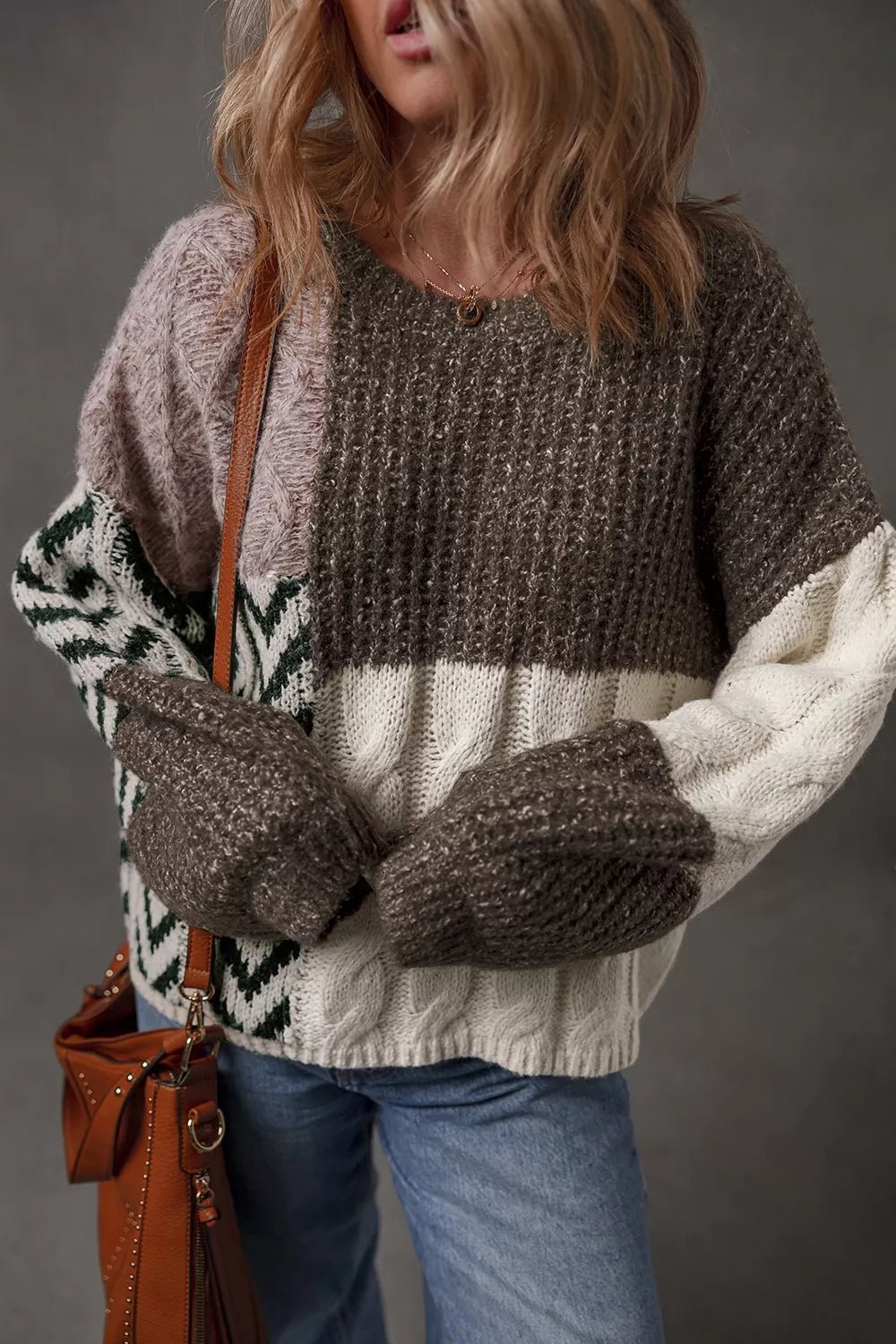 Color Block Cable Knit Sweater - Bela Fils BoutiqueBela Fils Boutique