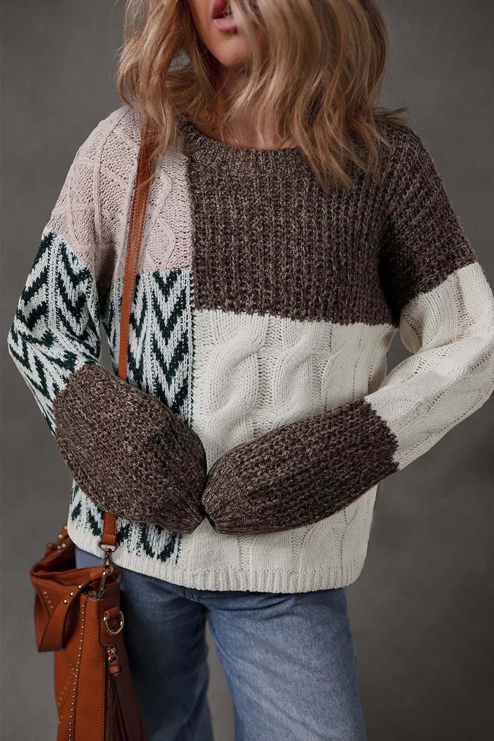 Color Block Cable Knit Sweater - Bela Fils BoutiqueBela Fils Boutique