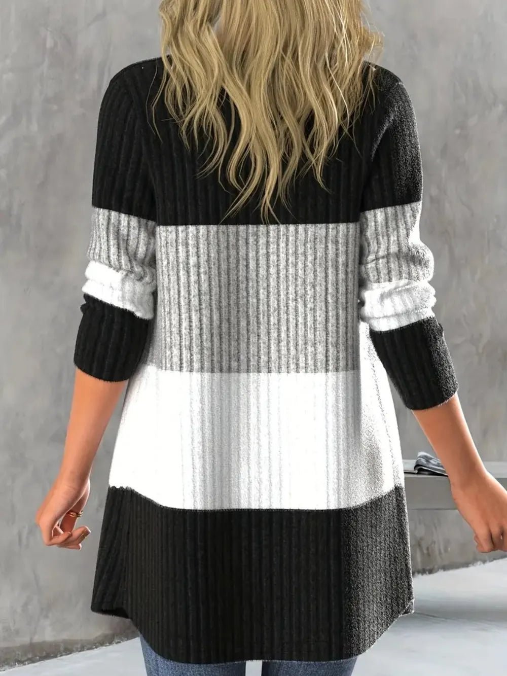 Color Block Open Front Long Sleeve Cardigan - Bela Fils BoutiqueBela Fils Boutique