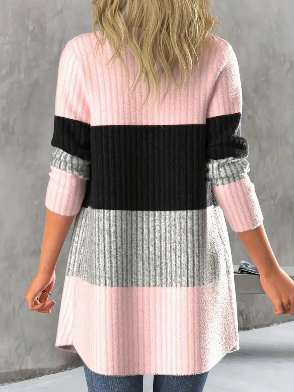 Color Block Open Front Long Sleeve Cardigan - Bela Fils BoutiqueBela Fils Boutique