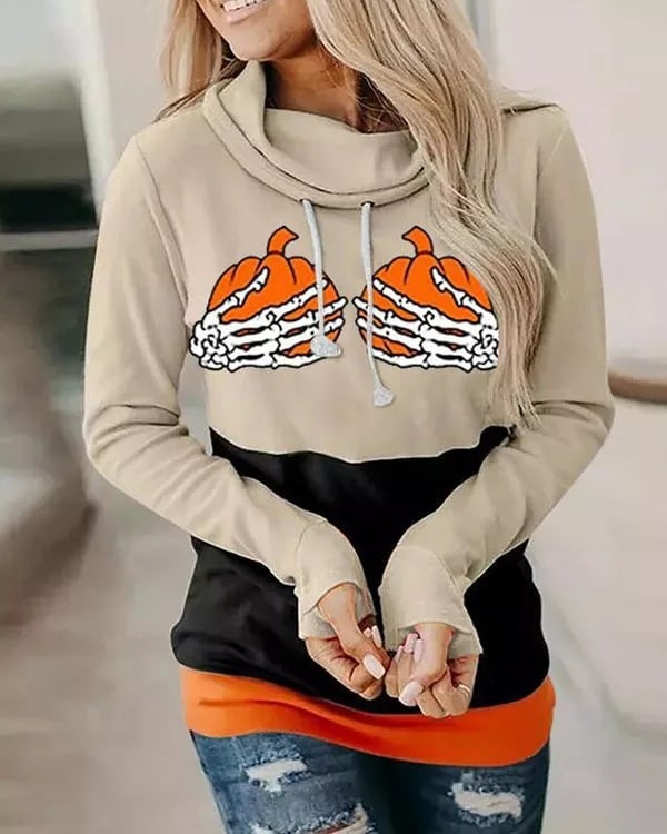 Colorblock Pumpkin Hand Sweatshirt for Women - Bela Fils BoutiqueBela Fils Boutique