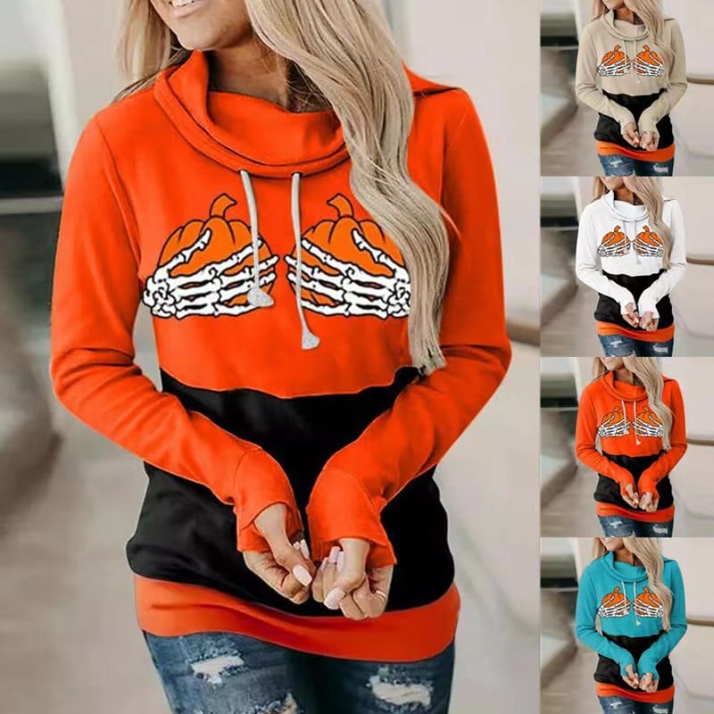 Colorblock Pumpkin Hand Sweatshirt for Women - Bela Fils BoutiqueBela Fils Boutique