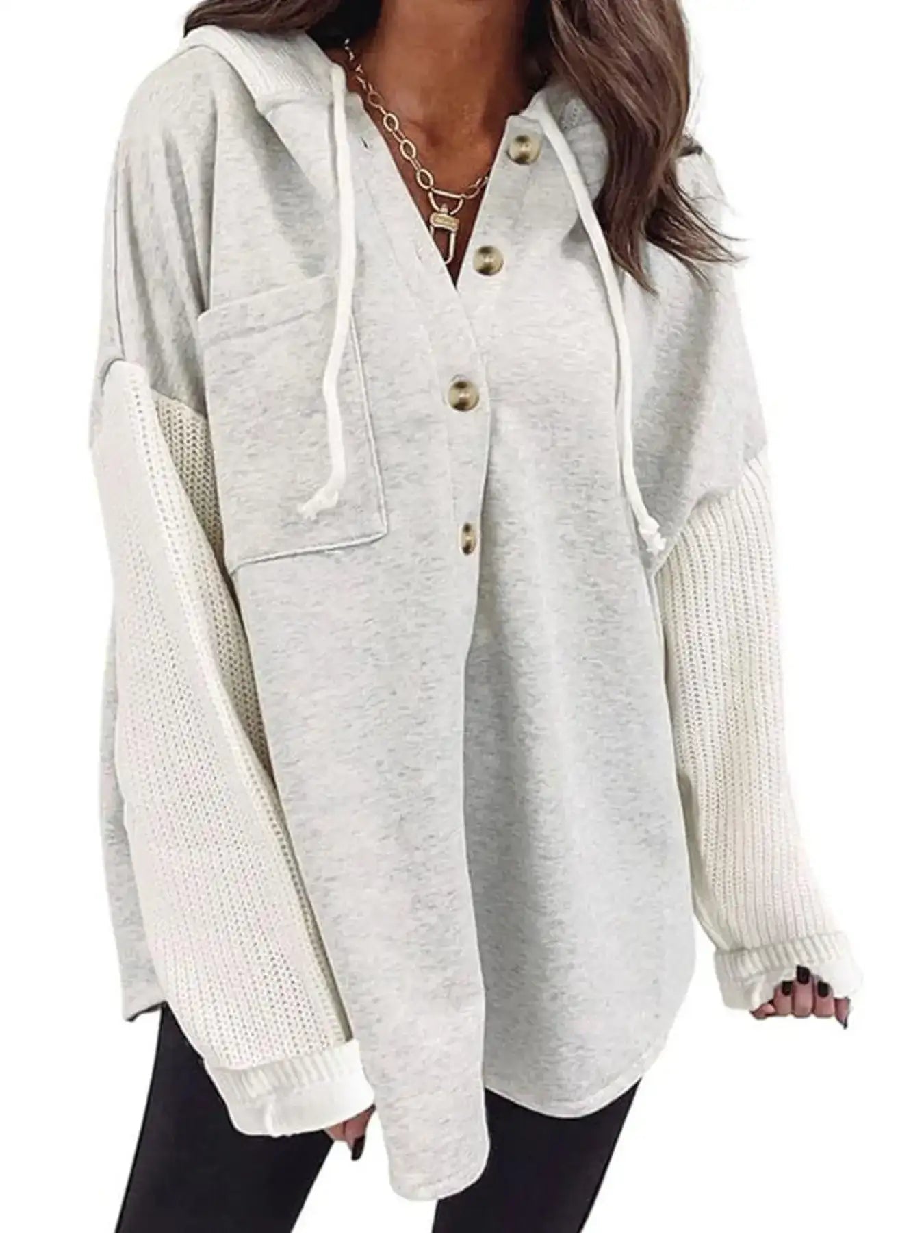 Comfortable Button Up Hoodie with Drawstring - Bela Fils BoutiqueBela Fils Boutique